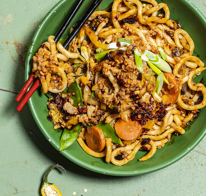 Chinese ‘crispy chili’ udon noodles