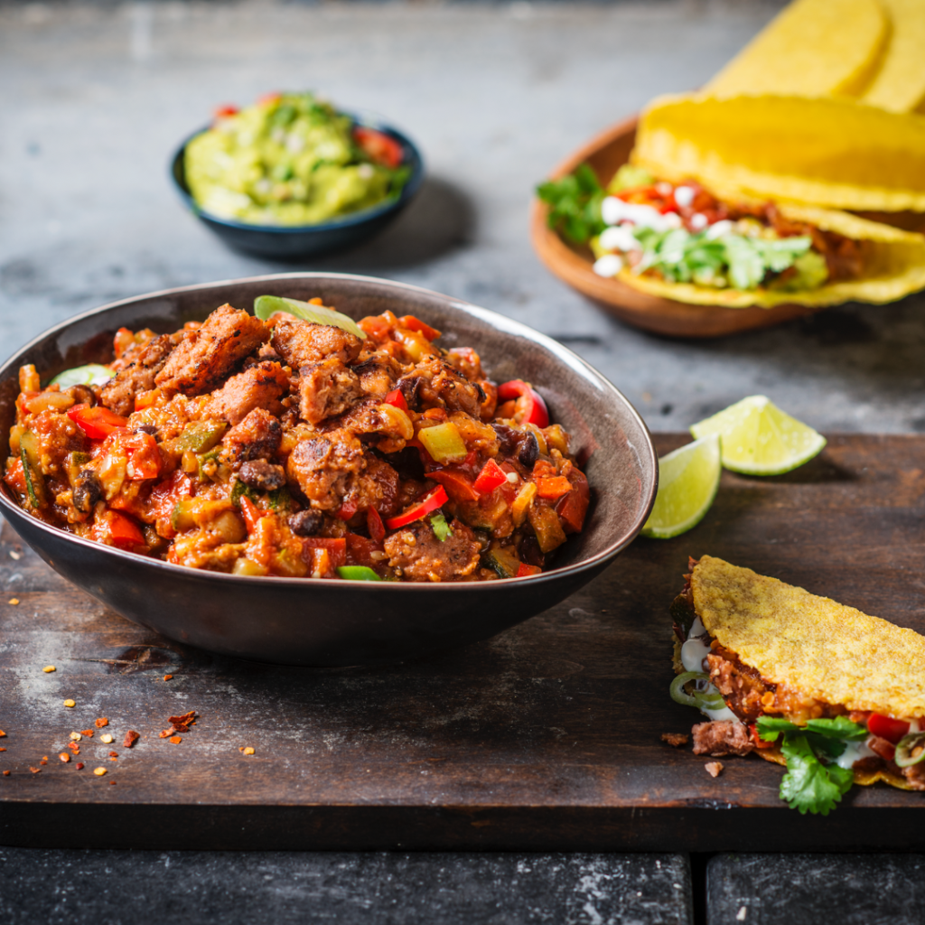 tacos au chili sin carne's avec de la viande hachée Greenway