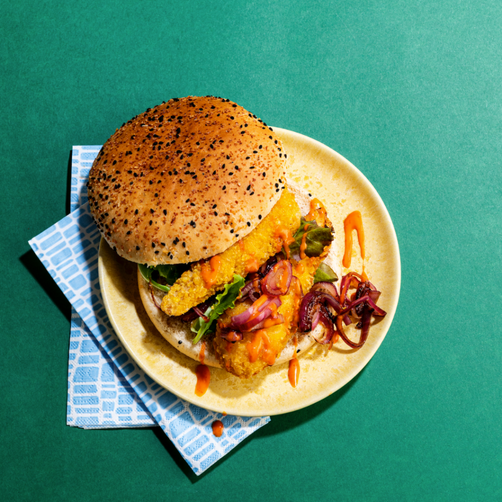 crispy burger with Greenway tenders