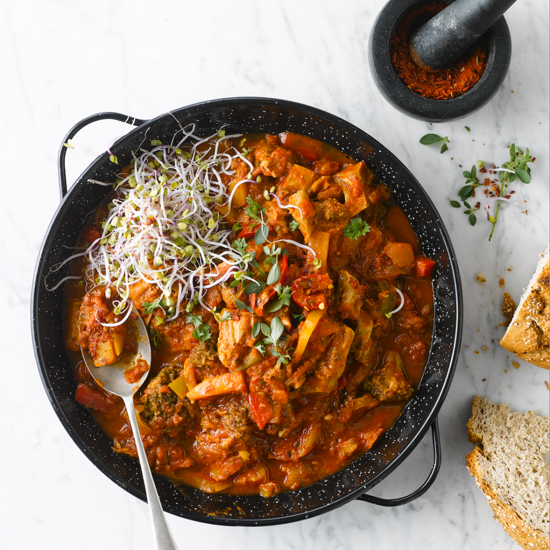 goulash met Greenway Filetstukjes “Just like chicken”