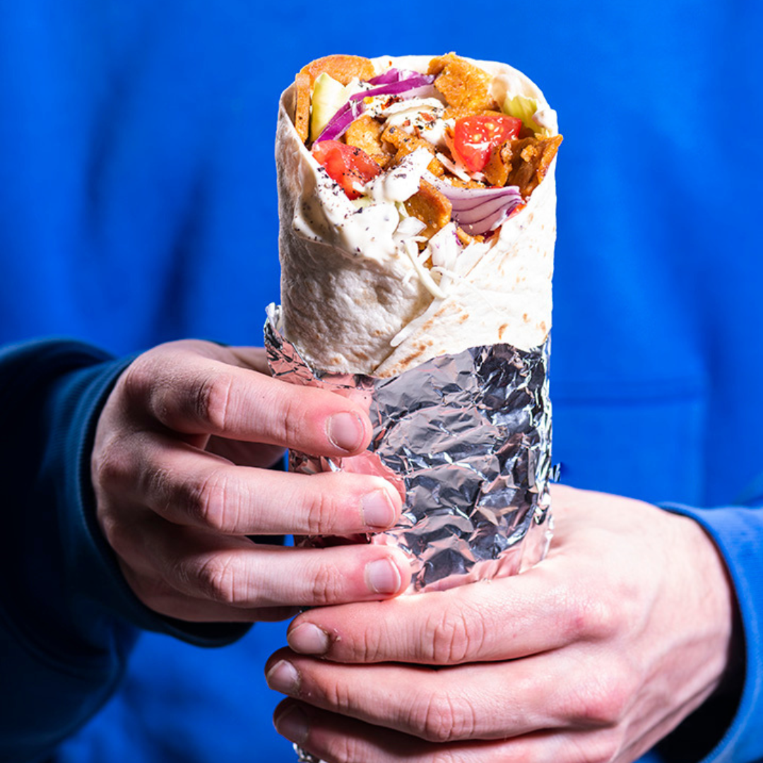 kebab wrap met Greenway Kebab stempels en veganistische aioli