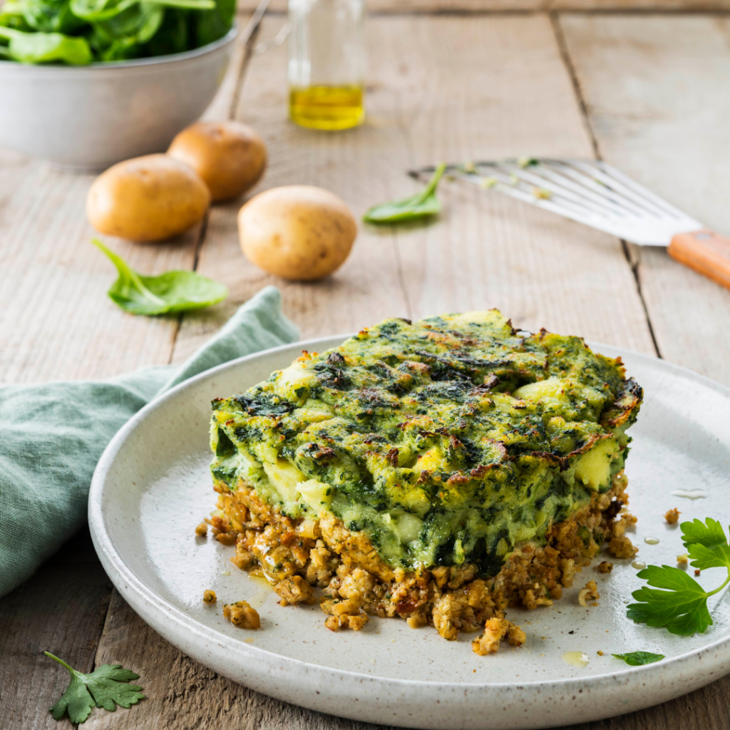 parmentier with spinach with greenway meatballs