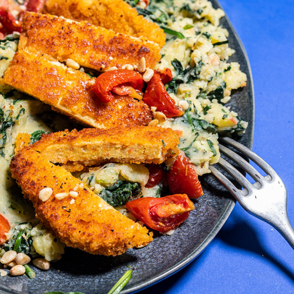 escalope aux épinards ragoût et tomates séchées au soleil avec Greenway escalope à la carotte