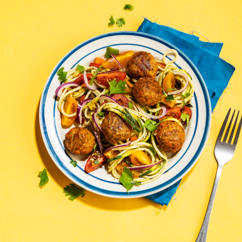 spaghetti no regretti avec boulettes de viande méditerranéennes Greenway