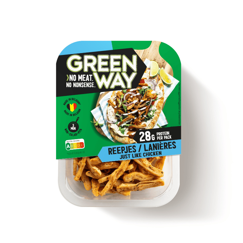 vegetarische kipreepjes Just Like Chicken Greenway_Protein label
