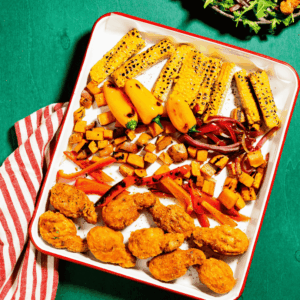 Crispy Vegetarische Drumz Traybake