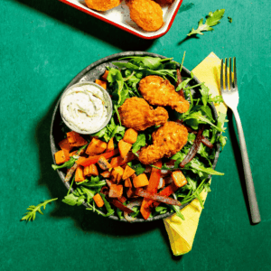 Crispy vegetarische Drumz Roasted Veg Salad